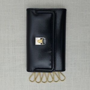 Mark Cross 1845 Leather Key Case Black and Brass Key Holder